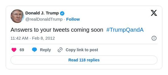 Post image from Donald Trump