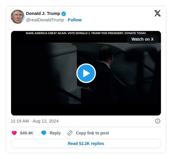 Post image from Donald Trump