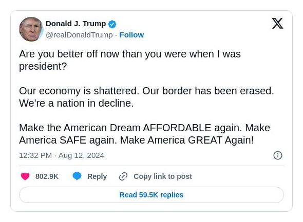 Post image from Donald Trump