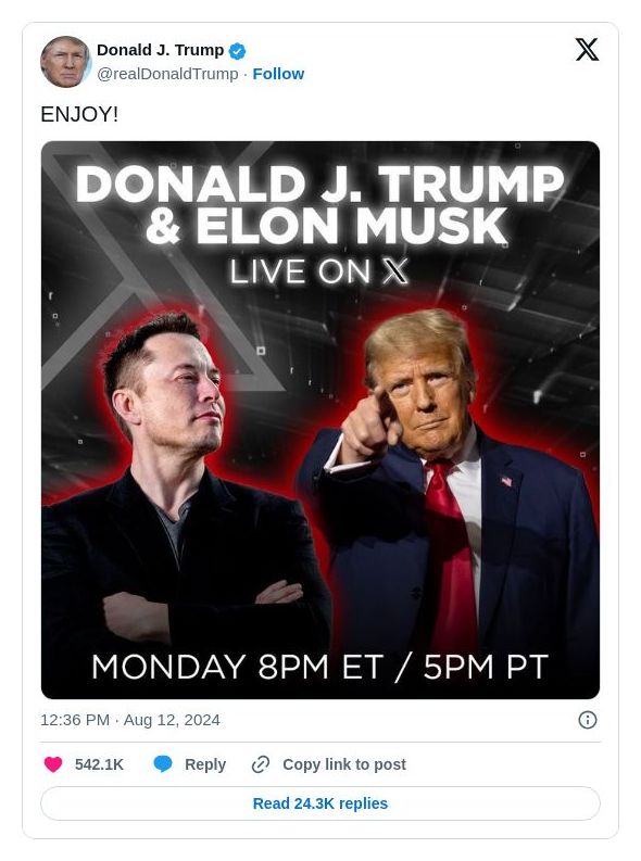 Post image from Donald Trump