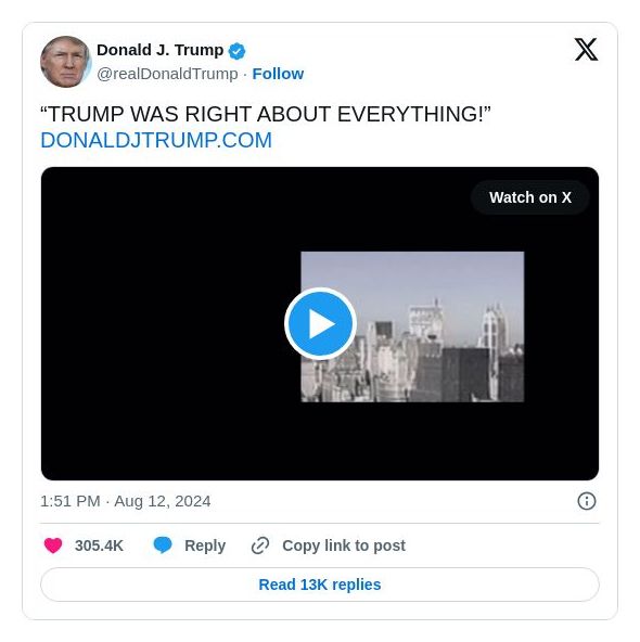 Post image from Donald Trump