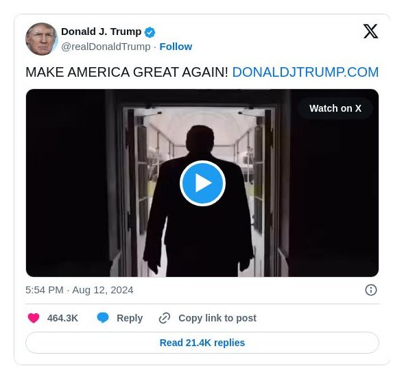 Post image from Donald Trump