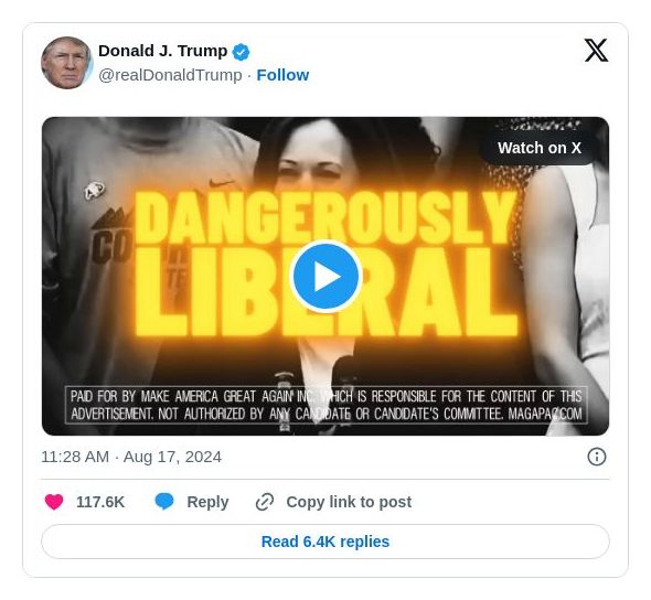 Post image from Donald Trump