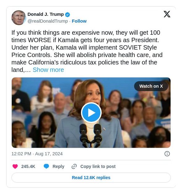 Post image from Donald Trump