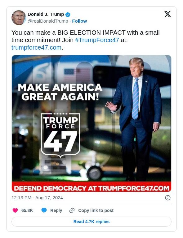 Post image from Donald Trump