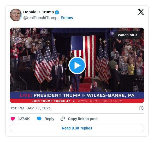 Post image from Donald Trump