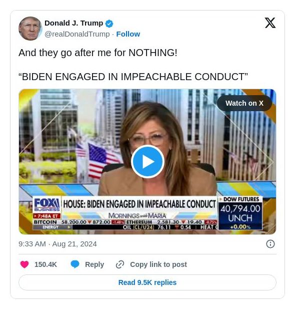 Post preview from Donald Trump