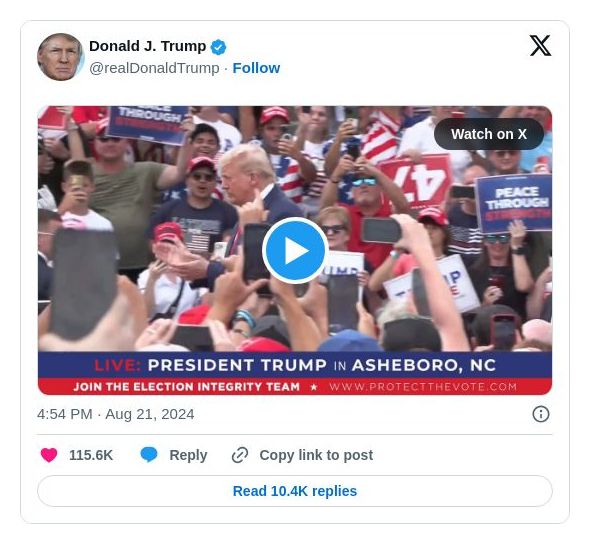 Post image from Donald Trump