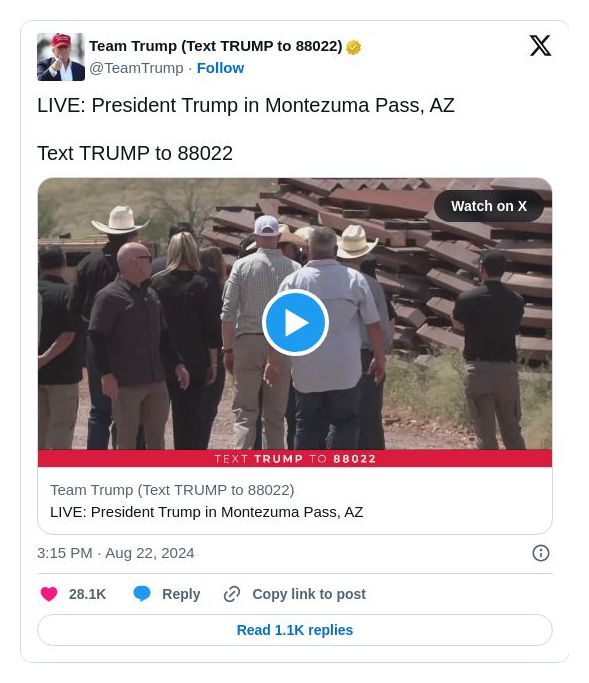 Post image from Donald Trump