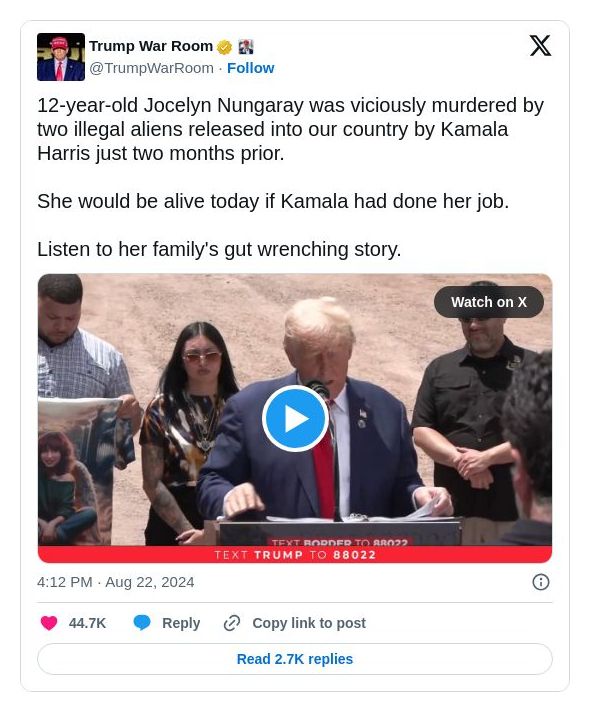 Post image from Donald Trump