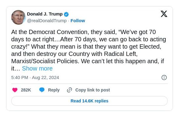 Post image from Donald Trump