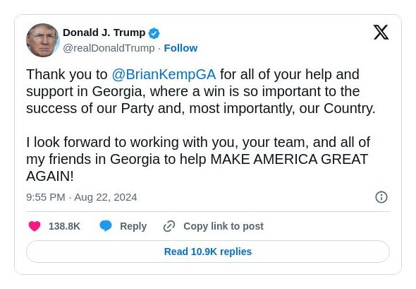 Post image from Donald Trump