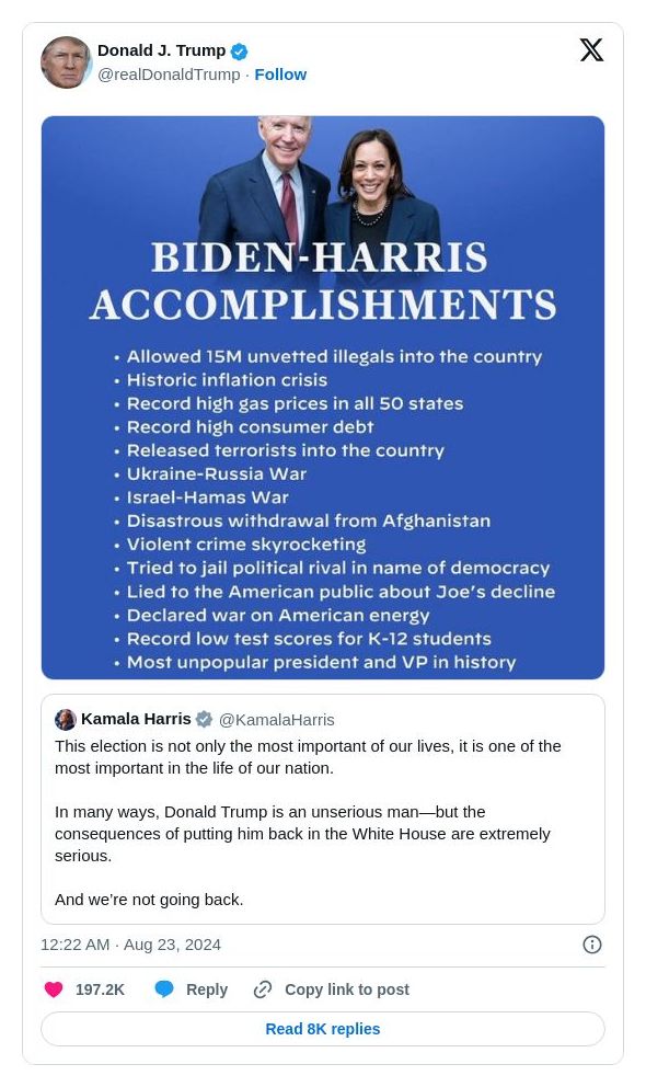 Post image from Donald Trump