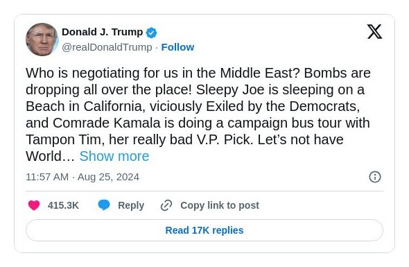 Post image from Donald Trump