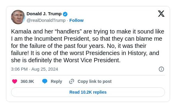 Post image from Donald Trump