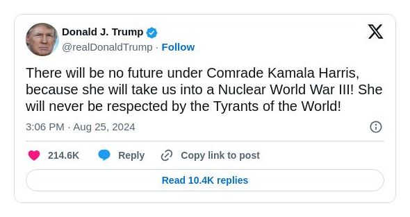 Post image from Donald Trump