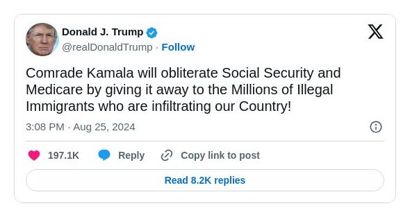 Post image from Donald Trump