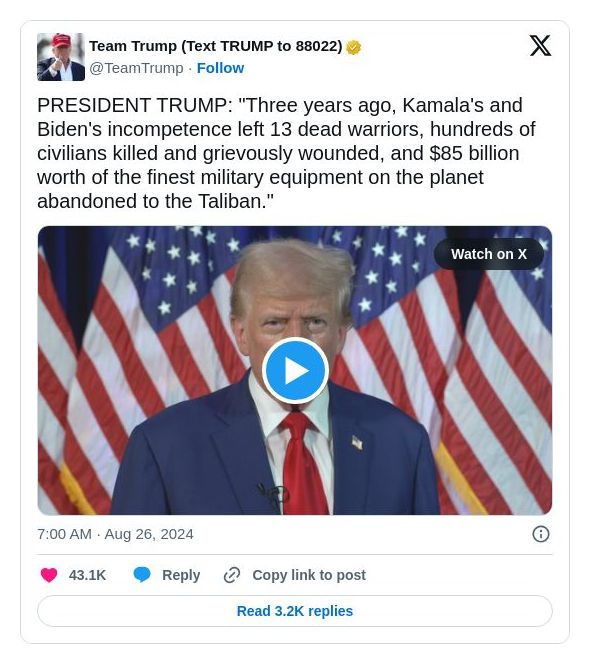 Post preview from Donald Trump