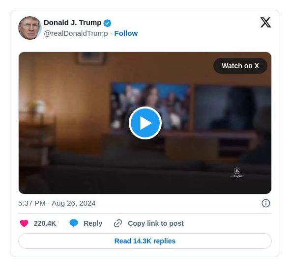 Post image from Donald Trump