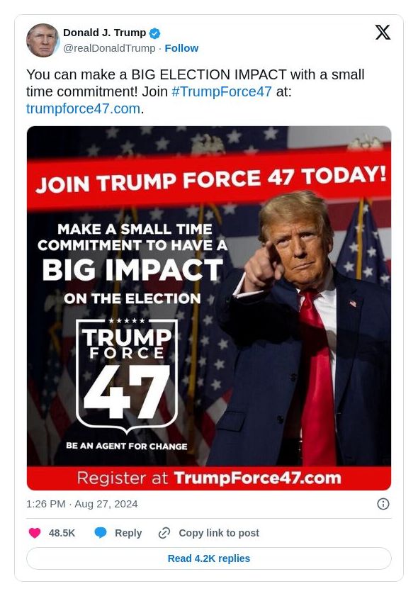 Post image from Donald Trump