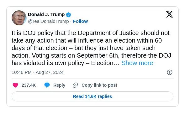 Post image from Donald Trump