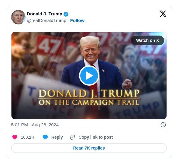 Post image from Donald Trump