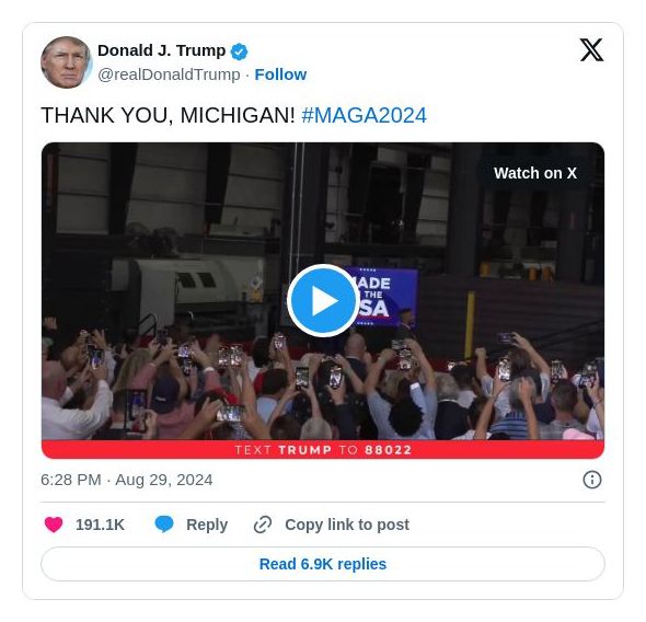 Post image from Donald Trump