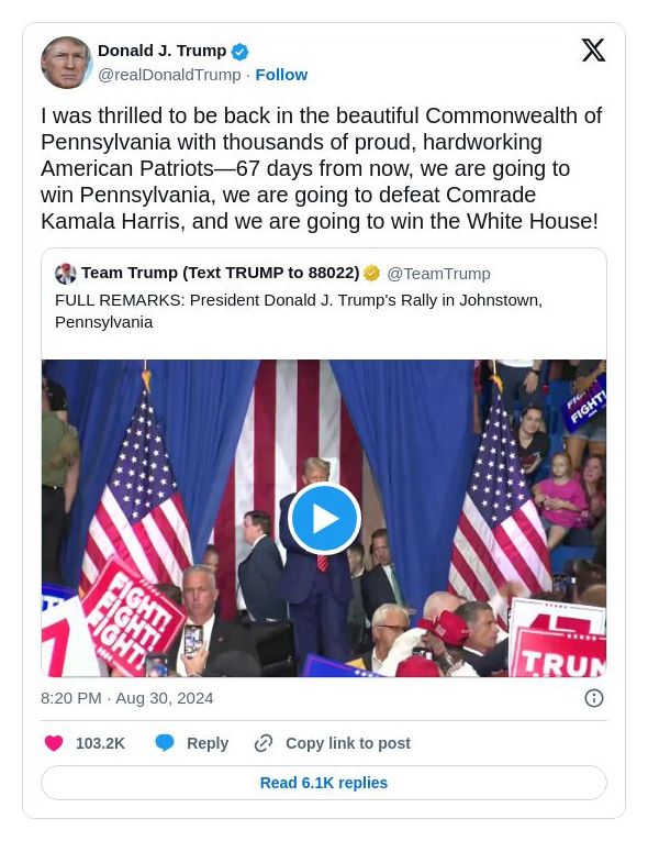 Post image from Donald Trump