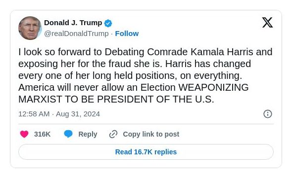 Post image from Donald Trump