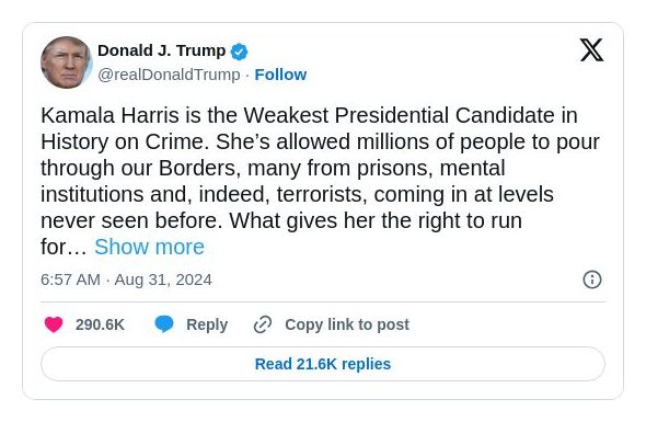 Post image from Donald Trump