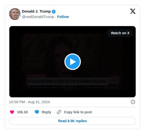 Post image from Donald Trump