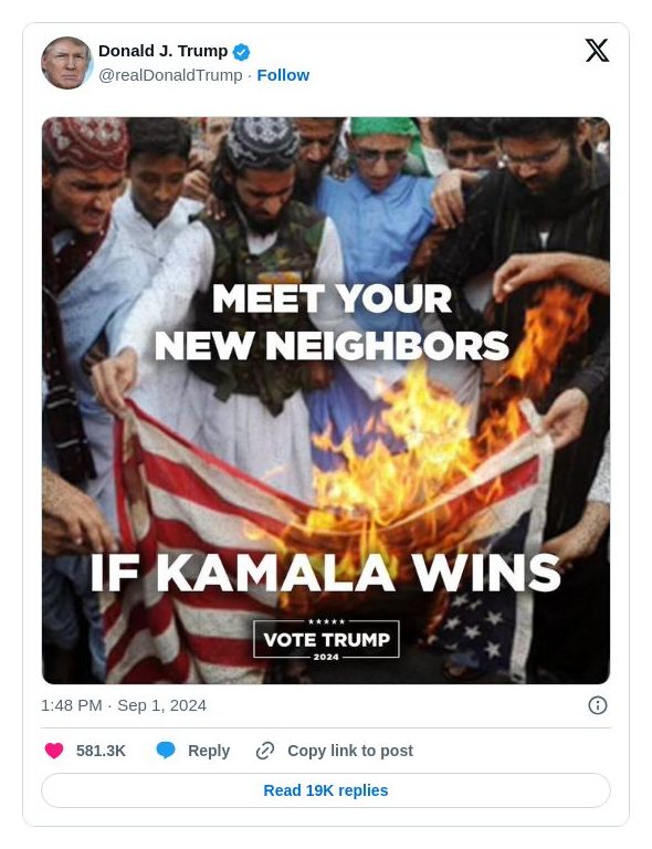 Post image from Donald Trump