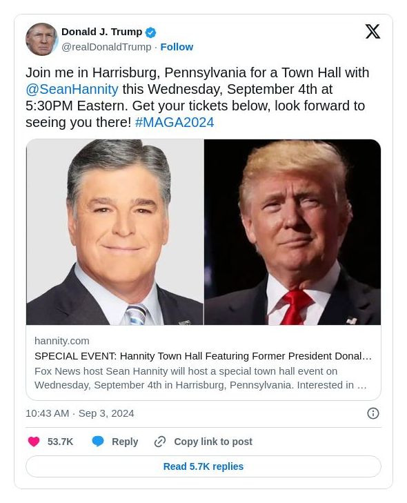 Post image from Donald Trump