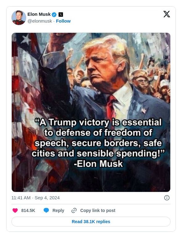 Post image from Donald Trump