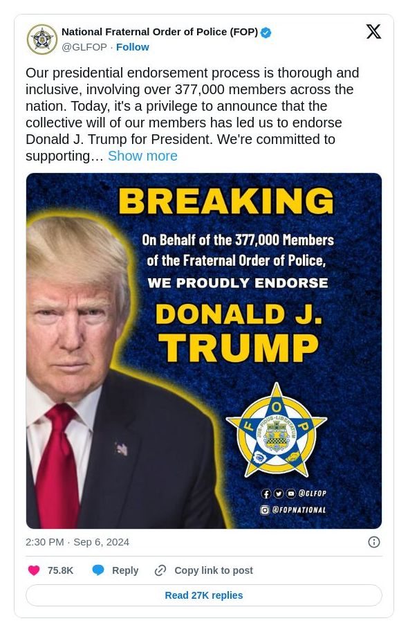 Post image from Donald Trump