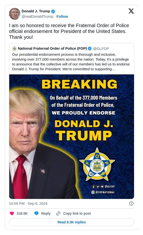 Post image from Donald Trump