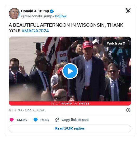 Post image from Donald Trump