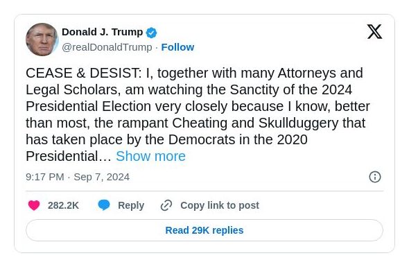 Post image from Donald Trump