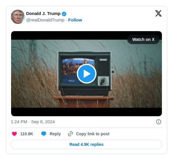 Post image from Donald Trump