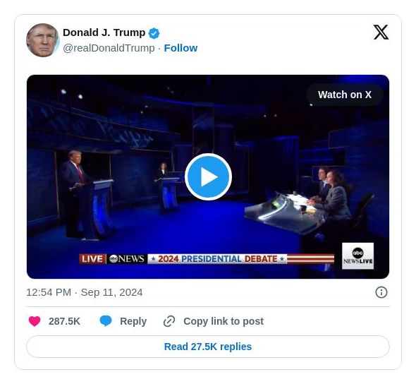 Post image from Donald Trump