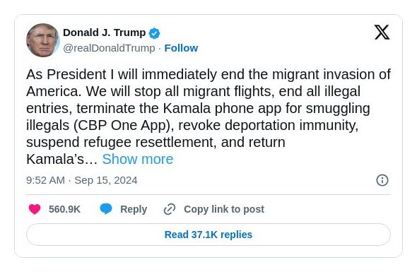 Post image from Donald Trump