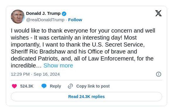 Post image from Donald Trump