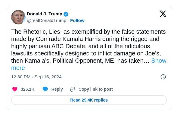 Post image from Donald Trump