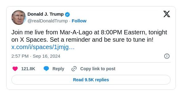 Post image from Donald Trump