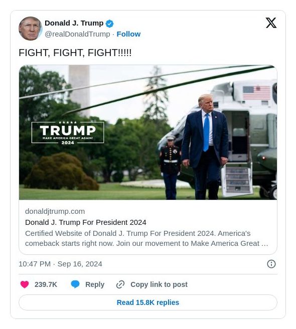 Post image from Donald Trump