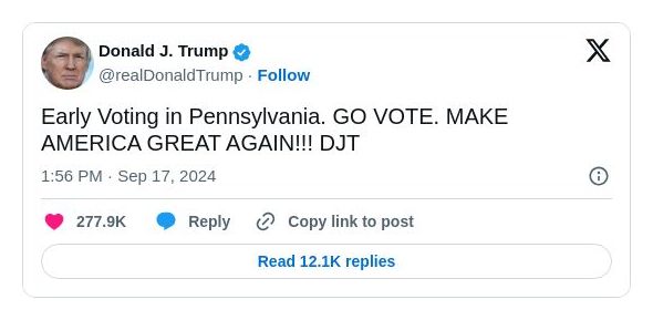 Post image from Donald Trump