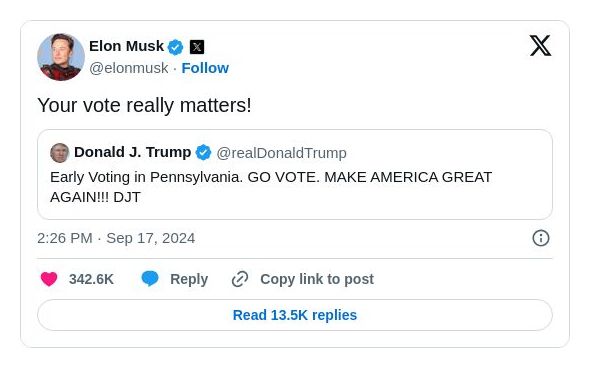 Post image from Donald Trump