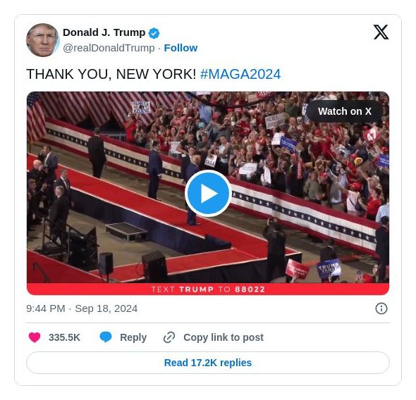 Post image from Donald Trump