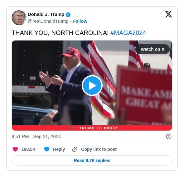 Post image from Donald Trump