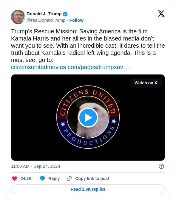 Post image from Donald Trump